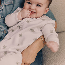 Load image into Gallery viewer, White Ground Fleeced Lined 2 way Zip Sleepsuit
