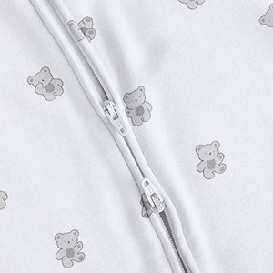 White Ground Fleeced Lined 2 way Zip Sleepsuit
