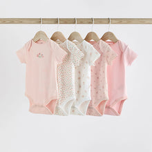 Load image into Gallery viewer, Pink Bunny 5 Pack Short Sleeve Bodysuits
