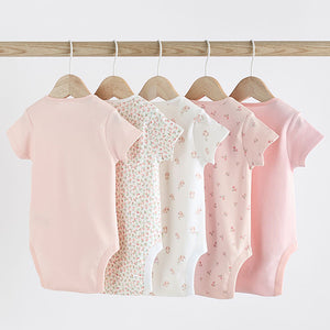 Pink Bunny 5 Pack Short Sleeve Bodysuits