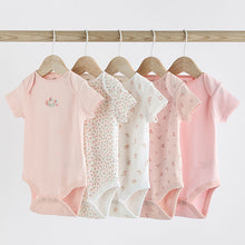 Load image into Gallery viewer, Pink Bunny 5 Pack Short Sleeve Bodysuits
