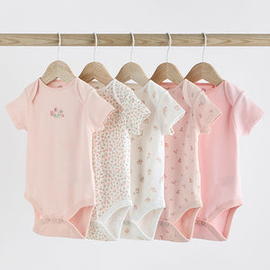 Pink Bunny 5 Pack Short Sleeve Bodysuits