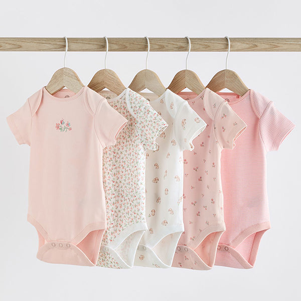 Pink Bunny 5 Pack Short Sleeve Bodysuits