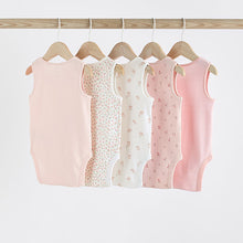 Load image into Gallery viewer, Pink Bunny 5 Pack Vest Baby Bodysuits
