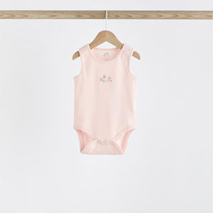 Pink Bunny 5 Pack Vest Baby Bodysuits