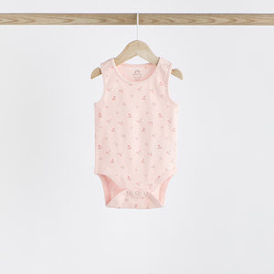 Pink Bunny 5 Pack Vest Baby Bodysuits