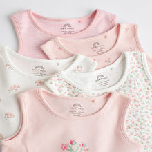 Load image into Gallery viewer, Pink Bunny 5 Pack Vest Baby Bodysuits
