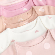 Load image into Gallery viewer, Brown &amp; Pink Baby Short Sleeve 100% Cotton Bodysuits 5 Pack
