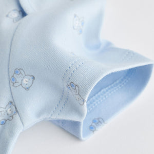 Blue 5 Pack Bear Short Sleeve Baby Bodysuits