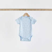 Load image into Gallery viewer, Blue 5 Pack Bear Short Sleeve Baby Bodysuits
