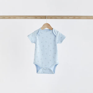 Blue 5 Pack Bear Short Sleeve Baby Bodysuits