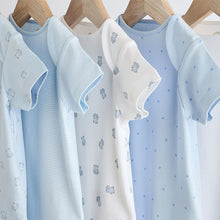 Load image into Gallery viewer, Blue 5 Pack Bear Short Sleeve Baby Bodysuits
