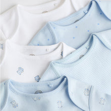 Load image into Gallery viewer, Blue 5 Pack Bear Short Sleeve Baby Bodysuits
