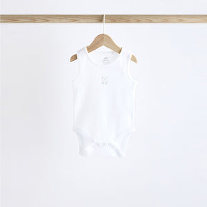 Blue Bear Print Baby Vests 5 Pack