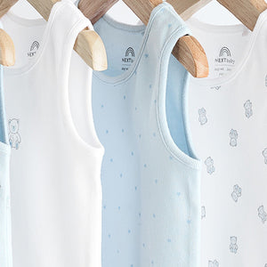 Blue Bear Print Baby Vests 5 Pack