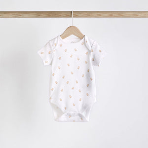 White 5 Pack Baby Short Sleeve Bodysuits