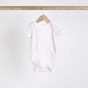 White 5 Pack Baby Short Sleeve Bodysuits