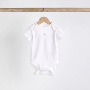 White 5 Pack Baby Short Sleeve Bodysuits