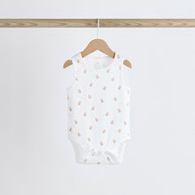 Load image into Gallery viewer, White Delicate Animal Baby Vest Bodysuits 5 Pack
