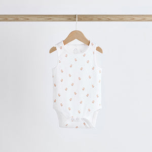 White Delicate Animal Baby Vest Bodysuits 5 Pack
