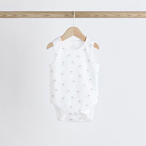 White Delicate Animal Baby Vest Bodysuits 5 Pack