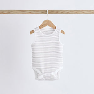 White Delicate Animal Baby Vest Bodysuits 5 Pack