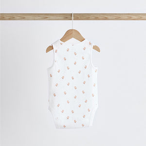 White Delicate Animal Baby Vest Bodysuits 5 Pack