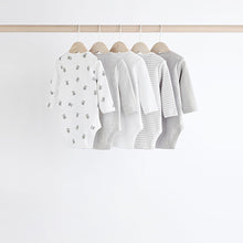 Load image into Gallery viewer, Grey/White Bear Baby Bodysuits 5 Pack
