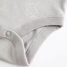 Load image into Gallery viewer, Grey/White Bear Baby Bodysuits 5 Pack
