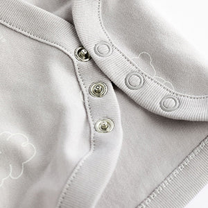 Grey/White Bear Baby Bodysuits 5 Pack