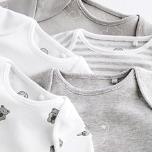 Load image into Gallery viewer, Grey/White Bear Baby Bodysuits 5 Pack
