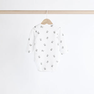 Grey/White Bear Baby Bodysuits 5 Pack