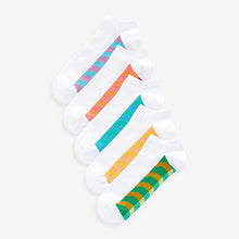 Load image into Gallery viewer, White/Bright Wave 5 Pack Pattern Footbed Trainers Socks
