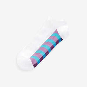 White/Bright Wave 5 Pack Pattern Footbed Trainers Socks