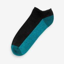 Load image into Gallery viewer, Black Bright 5 Pack Cushioned Trainers Socks
