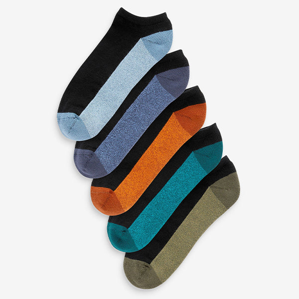 Black Bright 5 Pack Cushioned Trainers Socks