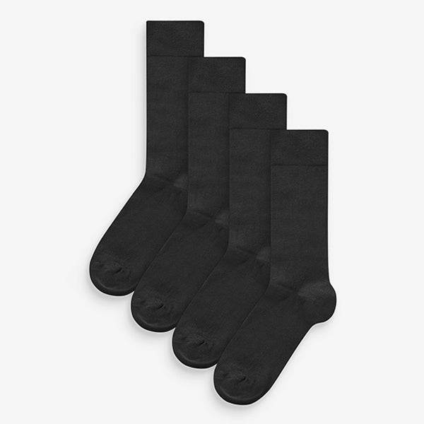 Black Pattern Modal Signature Socks 4 Pack