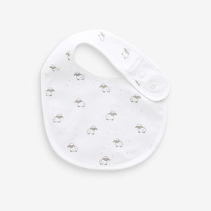 White Animals 100% Cotton Bibs 5 Pack