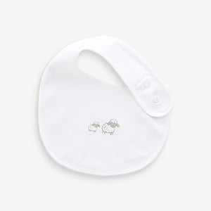 White Animals 100% Cotton Bibs 5 Pack