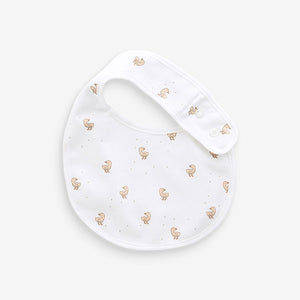 White Animals 100% Cotton Bibs 5 Pack