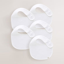 Load image into Gallery viewer, White 100% Cotton Baby Bibs 5 Pack
