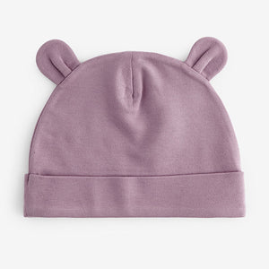 Pink Baby Beanie 100% Cotton Hats 3 Pack (0-12mths)