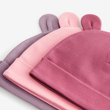 Load image into Gallery viewer, Pink Baby Beanie 100% Cotton Hats 3 Pack (0-12mths)

