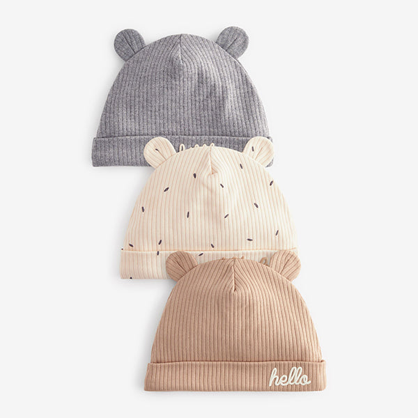 Neutral Milk Club Beanie Jersey Baby Hats 3 Pack (0-6mths)