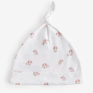 Pink Baby Tie Top 100% Cotton Hats 3 Pack (0-3mths)