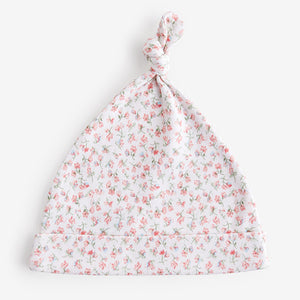 Pink Baby Tie Top 100% Cotton Hats 3 Pack (0-3mths)