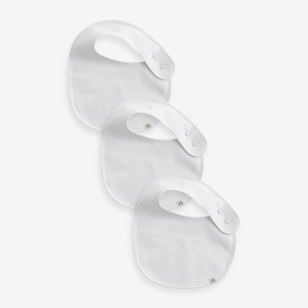 White 100% Cotton Baby Bibs 3 Pack