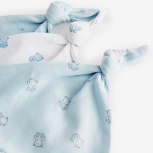 Load image into Gallery viewer, Blue/White Bear Baby Tie Top 100% Cotton Hats 3 Pack (0-6mths)

