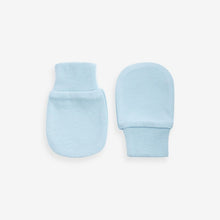 Load image into Gallery viewer, White/Blue Baby Scratch Mitts 3 Pack
