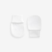 Load image into Gallery viewer, White/Blue Baby Scratch Mitts 3 Pack
